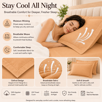 200 Thread Count Egyptian Cotton Pillowcases Pair – Hotel Quality Bedding | Night Zone