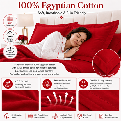 200 Thread Count Egyptian Cotton Pillowcases Pair – Hotel Quality Bedding | Night Zone