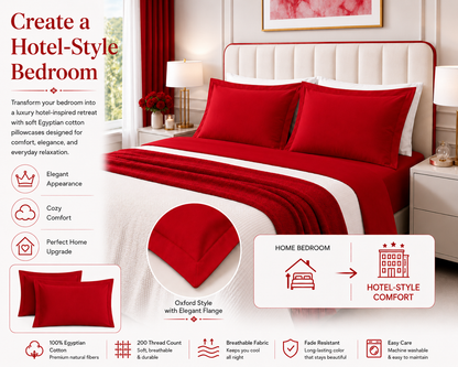 200 Thread Count Egyptian Cotton Pillowcases Pair – Hotel Quality Bedding | Night Zone