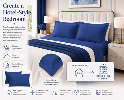 200 Thread Count Egyptian Cotton Pillowcases Pair – Hotel Quality Bedding | Night Zone