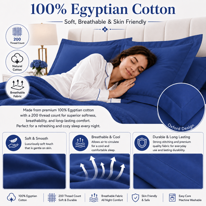200 Thread Count Egyptian Cotton Pillowcases Pair – Hotel Quality Bedding | Night Zone