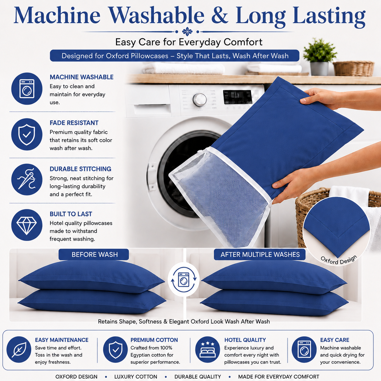 200 Thread Count Egyptian Cotton Pillowcases Pair – Hotel Quality Bedding | Night Zone