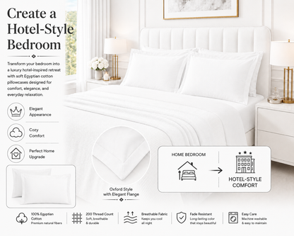 200 Thread Count Egyptian Cotton Pillowcases Pair – Hotel Quality Bedding | Night Zone