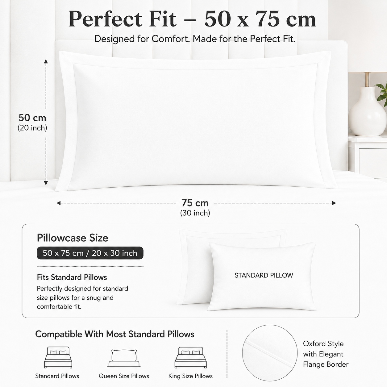200 Thread Count Egyptian Cotton Pillowcases Pair – Hotel Quality Bedding | Night Zone