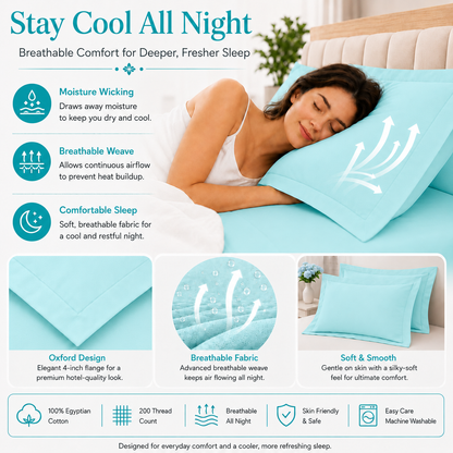 200 Thread Count Egyptian Cotton Pillowcases Pair – Hotel Quality Bedding | Night Zone