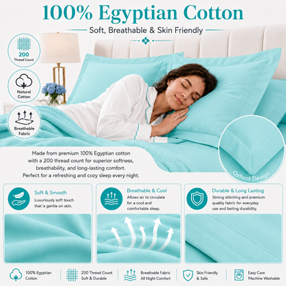 200 Thread Count Egyptian Cotton Pillowcases Pair – Hotel Quality Bedding | Night Zone