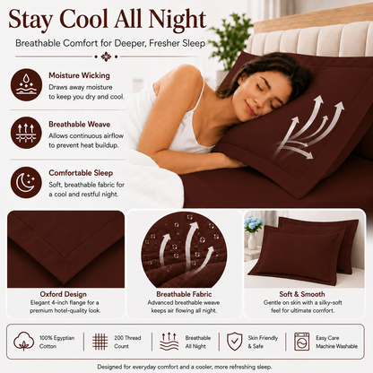200 Thread Count Egyptian Cotton Pillowcases Pair – Hotel Quality Bedding | Night Zone