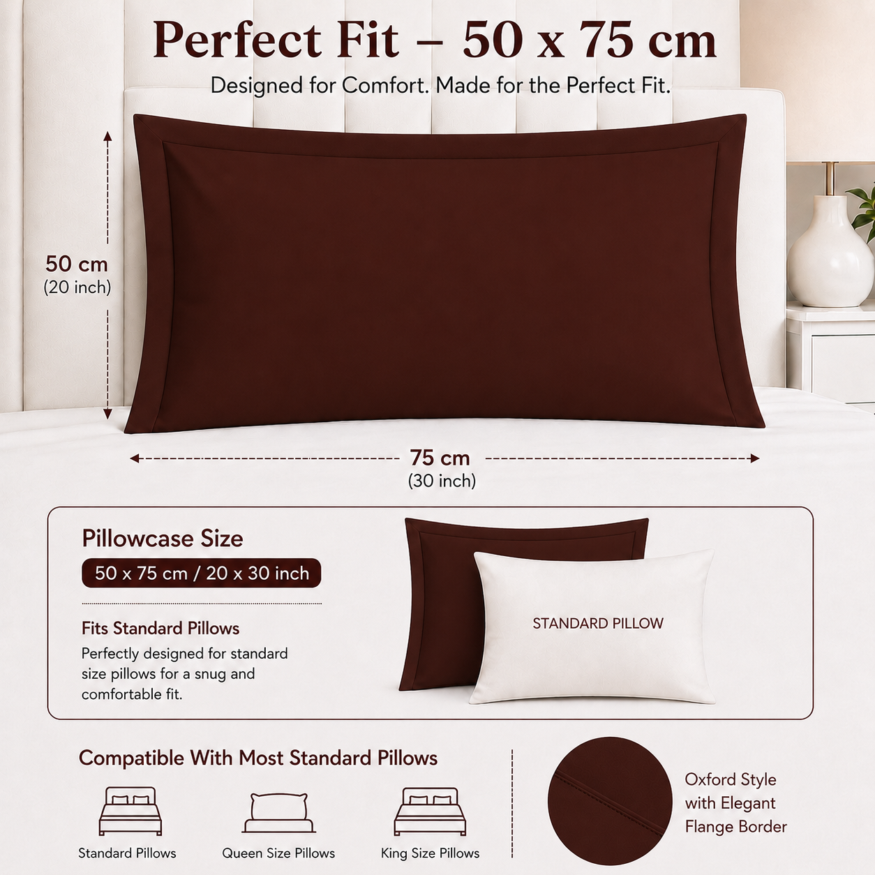 200 Thread Count Egyptian Cotton Pillowcases Pair – Hotel Quality Bedding | Night Zone