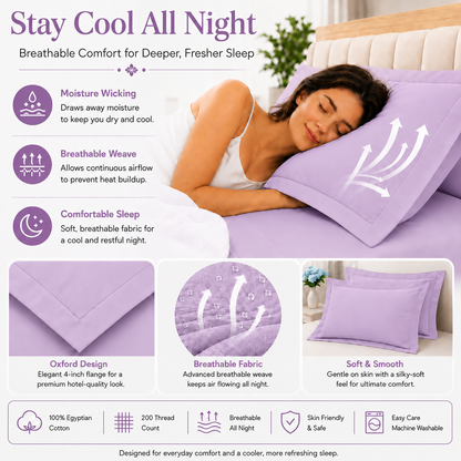 200 Thread Count Egyptian Cotton Pillowcases Pair – Hotel Quality Bedding | Night Zone