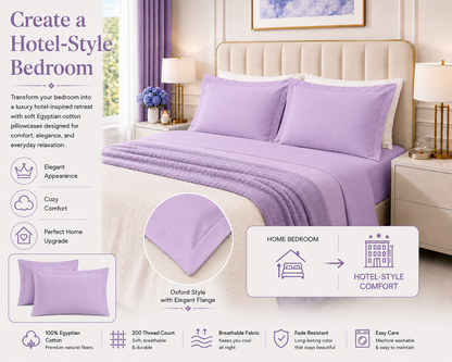 200 Thread Count Egyptian Cotton Pillowcases Pair – Hotel Quality Bedding | Night Zone