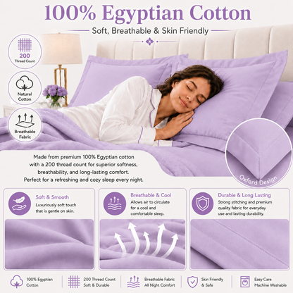 200 Thread Count Egyptian Cotton Pillowcases Pair – Hotel Quality Bedding | Night Zone