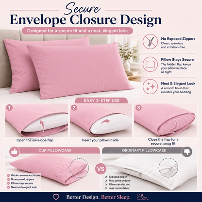 200 Thread Count Egyptian Cotton Pillowcases Pair – Hotel Quality Bedding | Night Zone