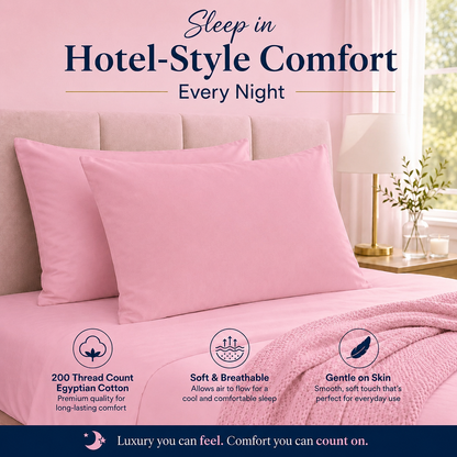 200 Thread Count Egyptian Cotton Pillowcases Pair – Hotel Quality Bedding | Night Zone