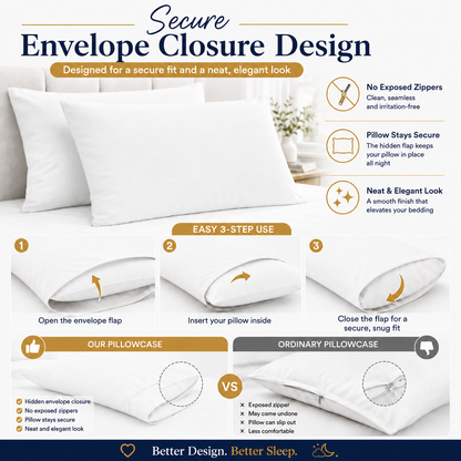 200 Thread Count Egyptian Cotton Pillowcases Pair – Hotel Quality Bedding | Night Zone