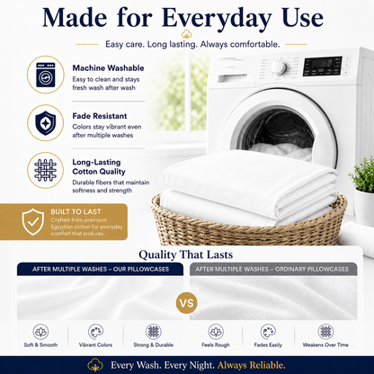 200 Thread Count Egyptian Cotton Pillowcases Pair – Hotel Quality Bedding | Night Zone