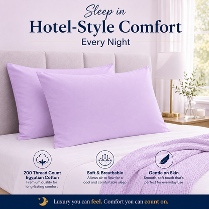 200 Thread Count Egyptian Cotton Pillowcases Pair – Hotel Quality Bedding | Night Zone