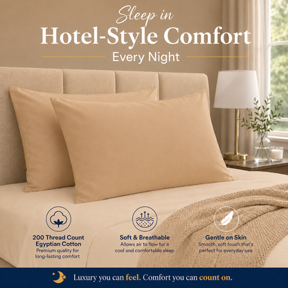 200 Thread Count Egyptian Cotton Pillowcases Pair – Hotel Quality Bedding | Night Zone
