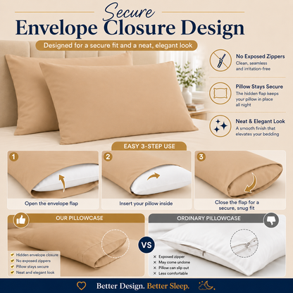 200 Thread Count Egyptian Cotton Pillowcases Pair – Hotel Quality Bedding | Night Zone