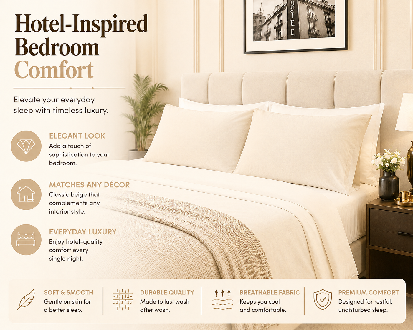 180 Thread Count Percale Pillow Cases Pair – Luxury Easy Care Bedding | Night Zone