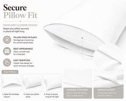180 Thread Count Percale Pillow Cases Pair – Luxury Easy Care Bedding | Night Zone