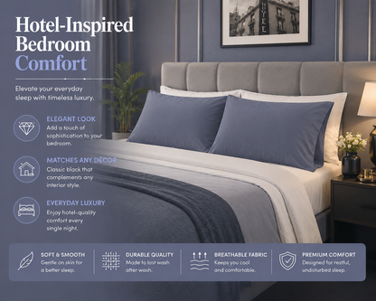 180 Thread Count Percale Pillow Cases Pair – Luxury Easy Care Bedding | Night Zone