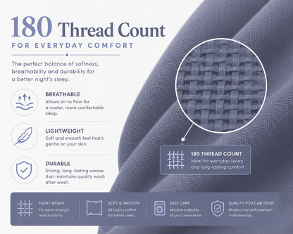 180 Thread Count Percale Pillow Cases Pair – Luxury Easy Care Bedding | Night Zone