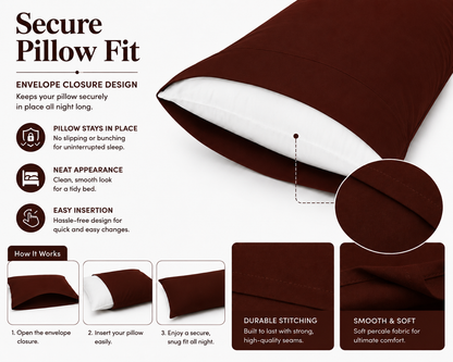 180 Thread Count Percale Pillow Cases Pair – Luxury Easy Care Bedding | Night Zone