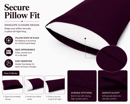 180 Thread Count Percale Pillow Cases Pair – Luxury Easy Care Bedding | Night Zone