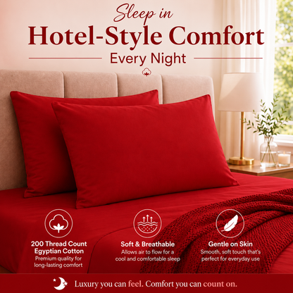 200 Thread Count Egyptian Cotton Pillowcases Pair – Hotel Quality Bedding | Night Zone