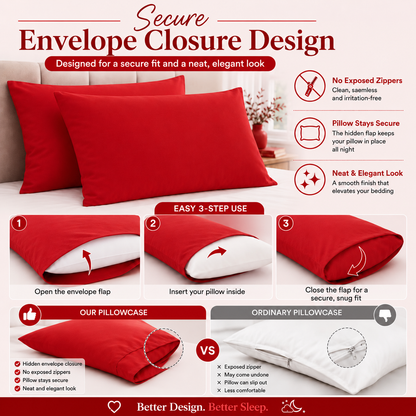 200 Thread Count Egyptian Cotton Pillowcases Pair – Hotel Quality Bedding | Night Zone