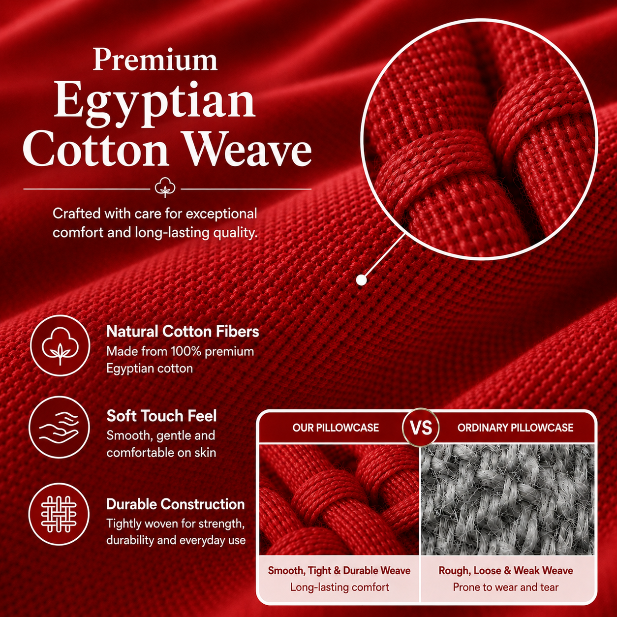 200 Thread Count Egyptian Cotton Pillowcases Pair – Hotel Quality Bedding | Night Zone