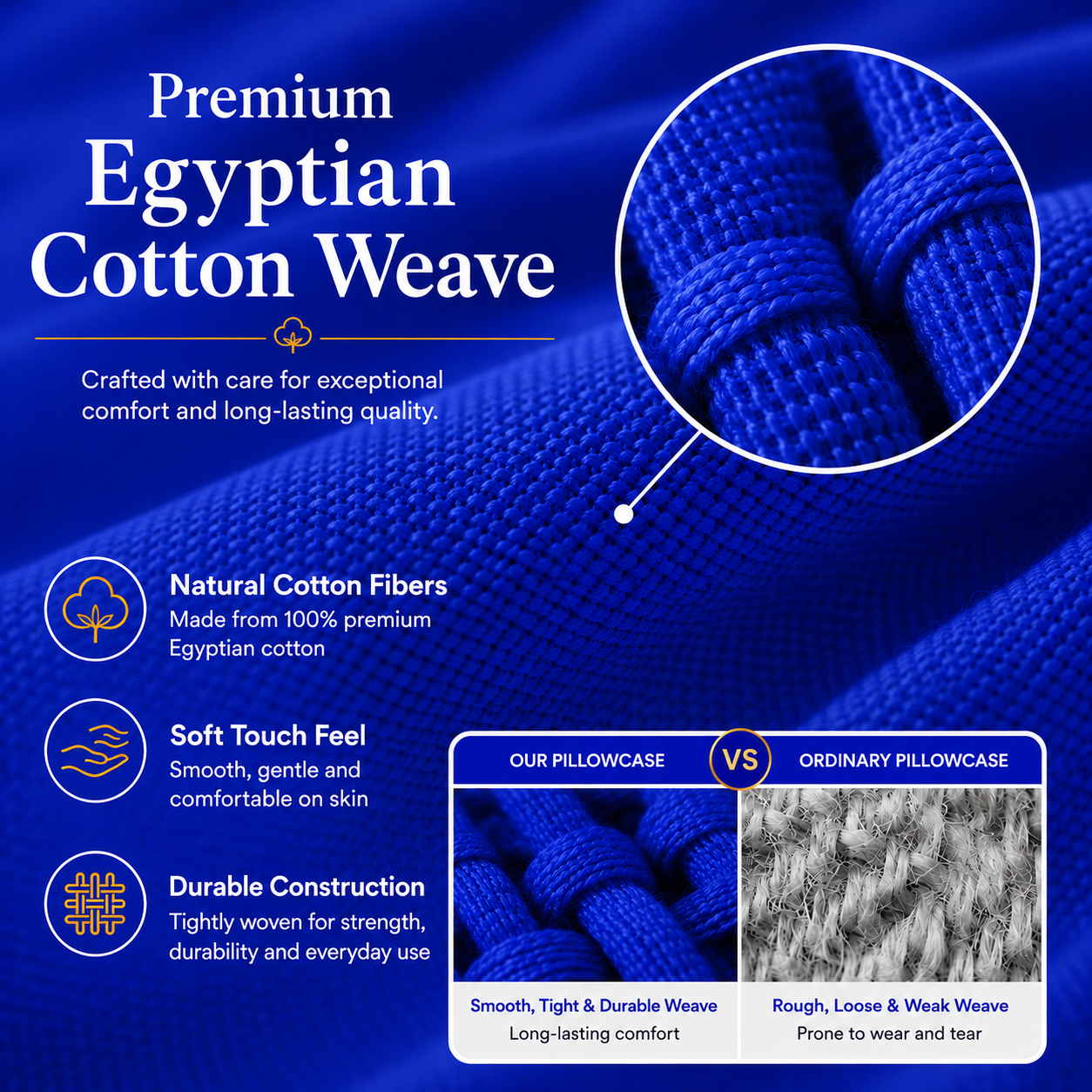 200 Thread Count Egyptian Cotton Pillowcases Pair – Hotel Quality Bedding | Night Zone