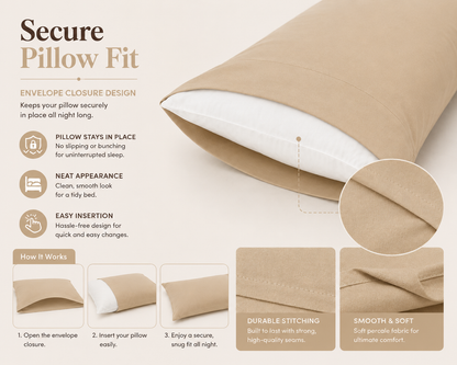 180 Thread Count Percale Pillow Cases Pair – Luxury Easy Care Bedding | Night Zone