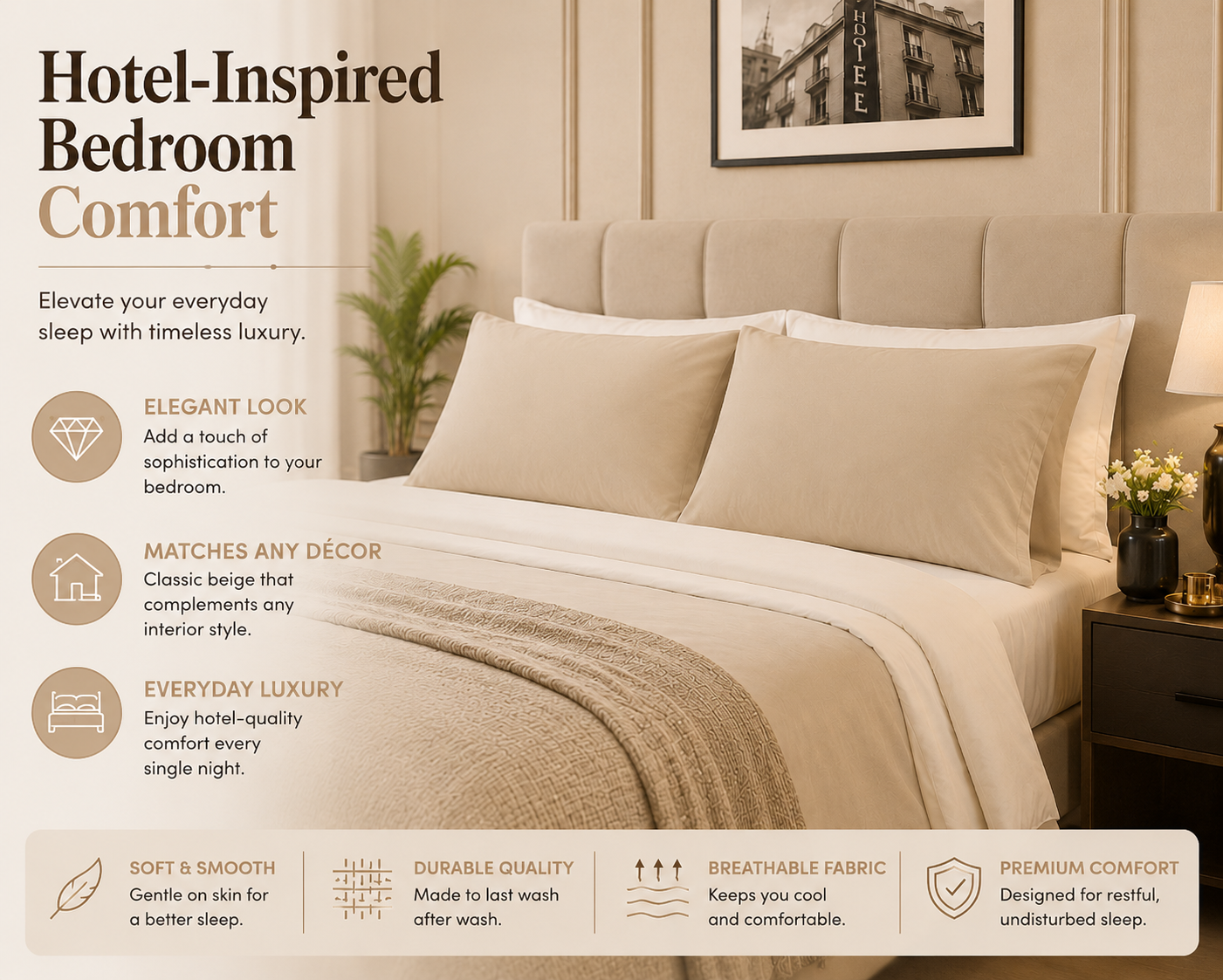 180 Thread Count Percale Pillow Cases Pair – Luxury Easy Care Bedding | Night Zone