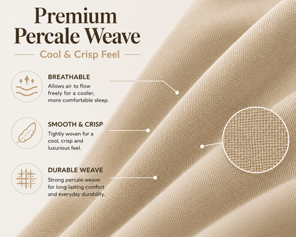 180 Thread Count Percale Pillow Cases Pair – Luxury Easy Care Bedding | Night Zone