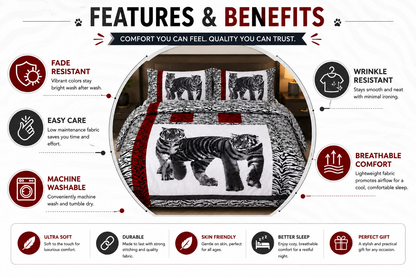3D Animal Effect Duvet Cover Set – Animal Print Polycotton Bedding | Night Zone