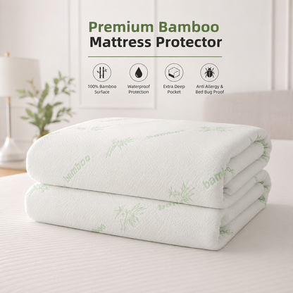 Bamboo Mattress Protector Waterproof 40cm Deep – Quilted Extra Deep Mattress Cover | Night Zone