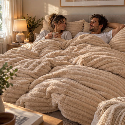 Night Zone Chunky Super Soft Duvet Cover Set - Beige