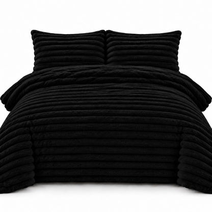 Night Zone Chunky Super Soft Duvet Cover Set - Black