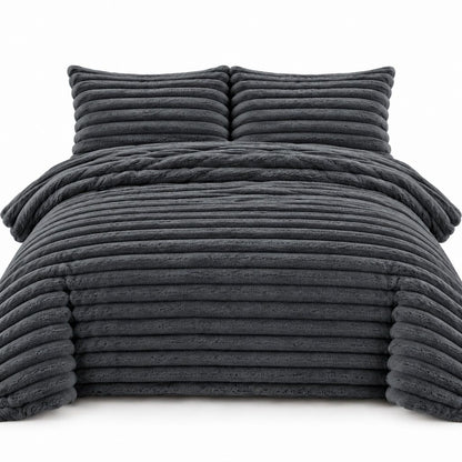 Night Zone Chunky Super Soft Duvet Cover Set - Charcoal