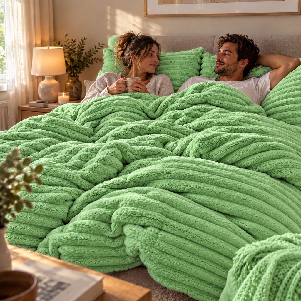 Night Zone Chunky Super Soft Duvet Cover Set - Sage