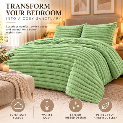 Night Zone Chunky Super Soft Duvet Cover Set - Sage