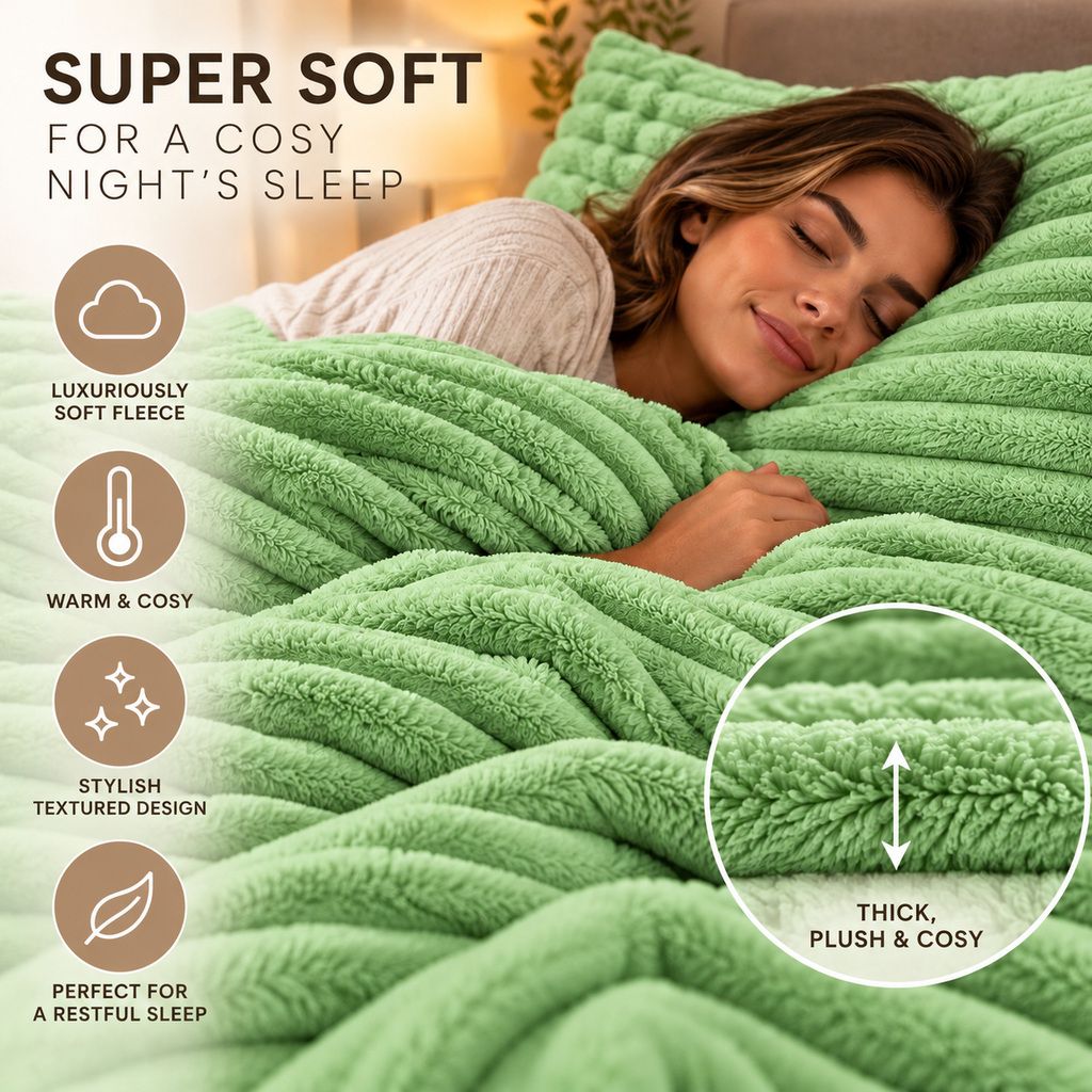 Night Zone Chunky Super Soft Duvet Cover Set - Sage