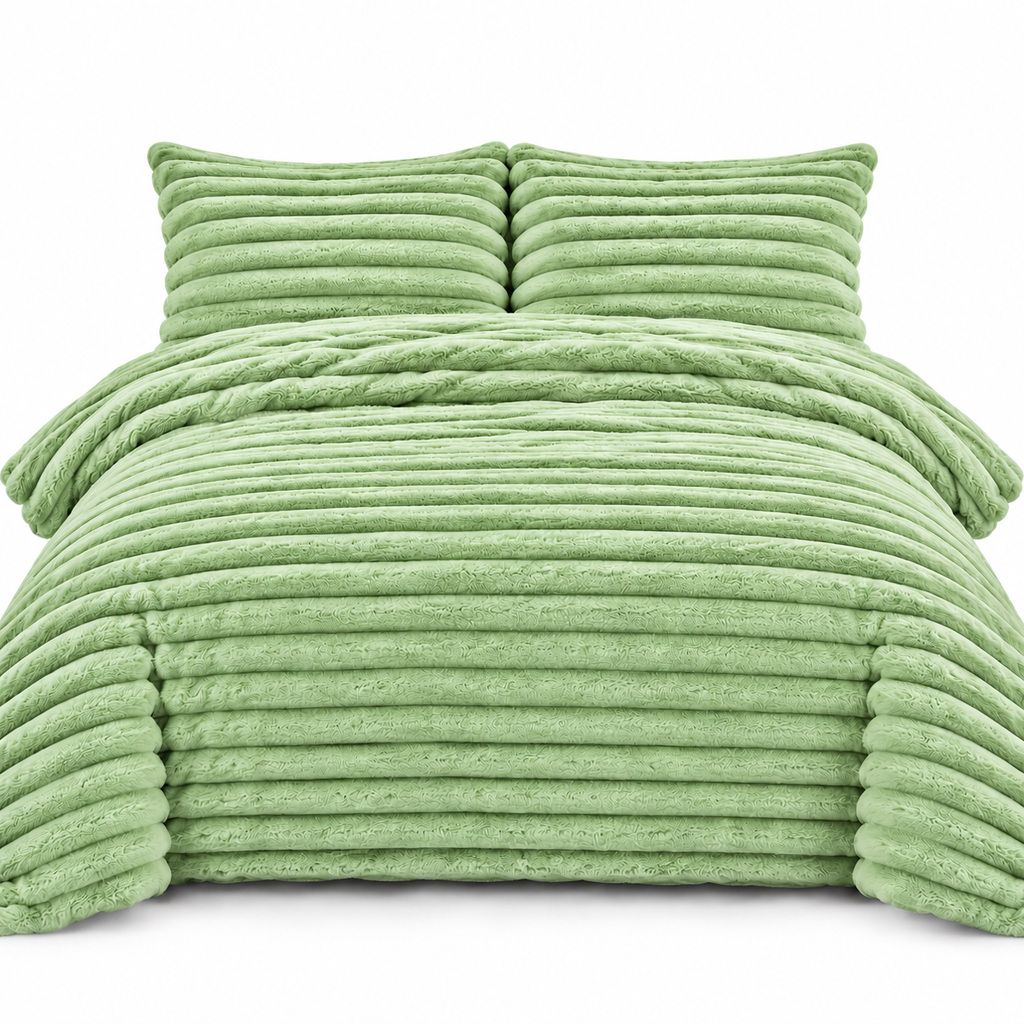 Night Zone Chunky Super Soft Duvet Cover Set - Sage