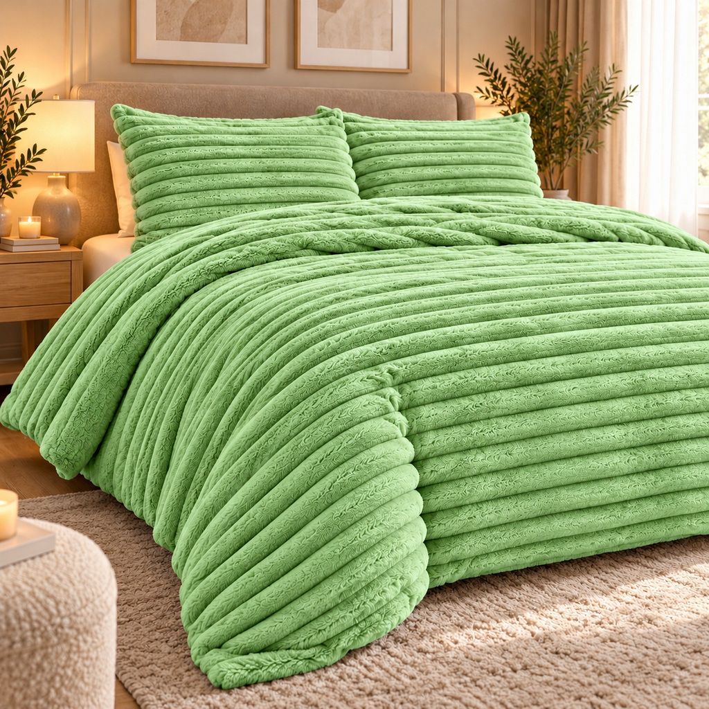 Night Zone Chunky Super Soft Duvet Cover Set - Sage