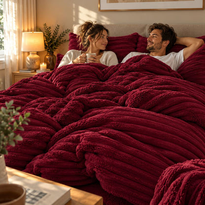 Night Zone Chunky Super Soft Duvet Cover Set - Wine