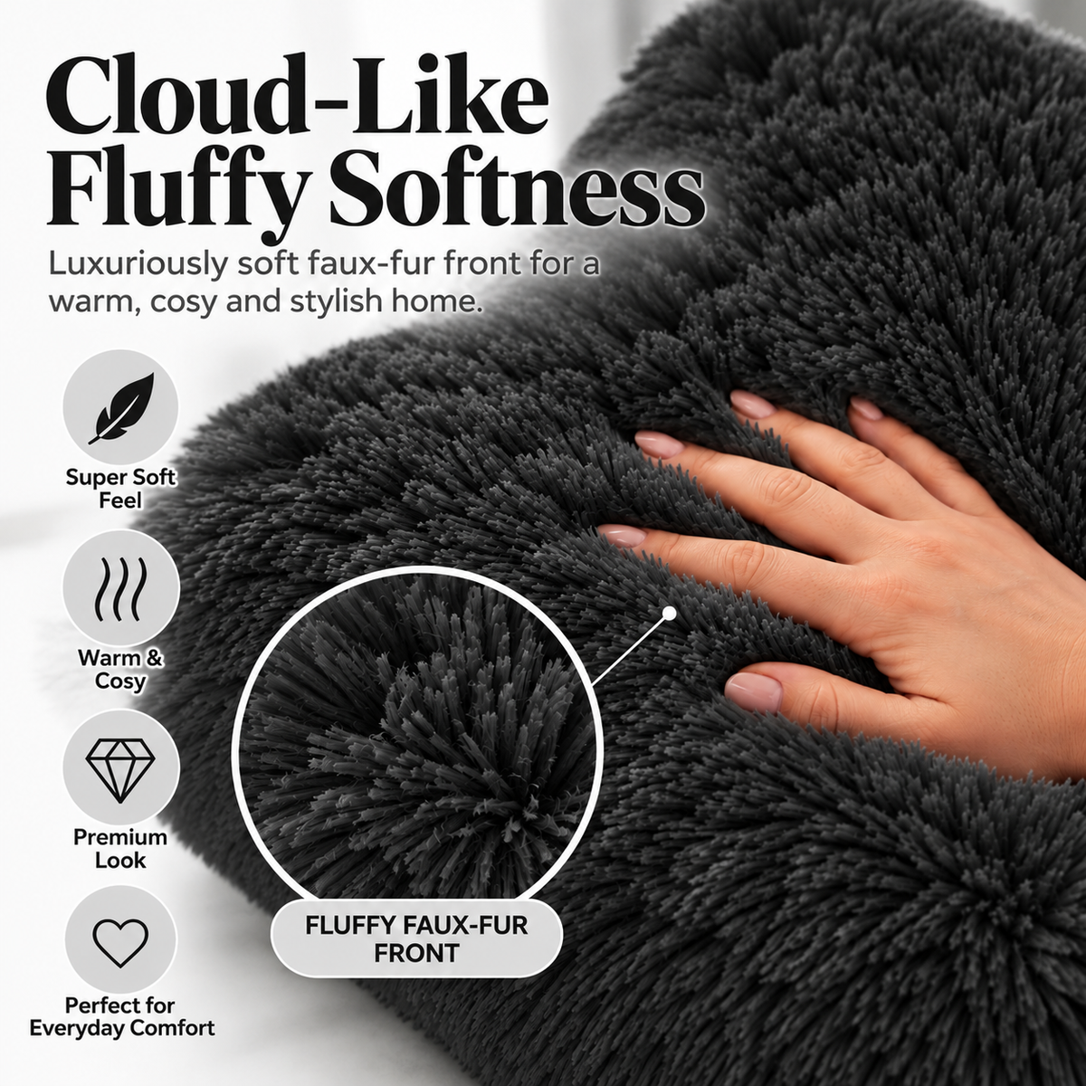 Teddy Hug Fleece Cushion Cover – Soft Fluffy Snug Cuddle Cushion Cover | Night Zone