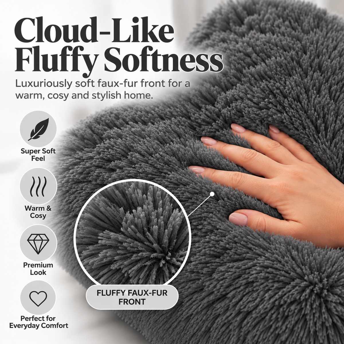 Teddy Hug Fleece Cushion Cover – Soft Fluffy Snug Cuddle Cushion Cover | Night Zone