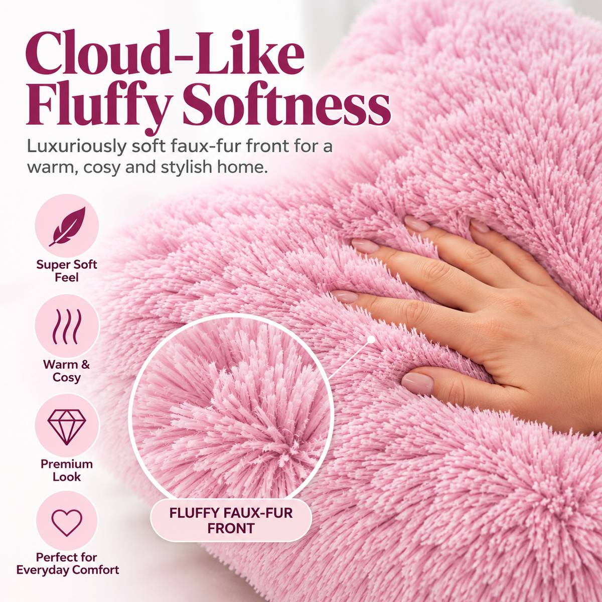Teddy Hug Fleece Cushion Cover – Soft Fluffy Snug Cuddle Cushion Cover | Night Zone