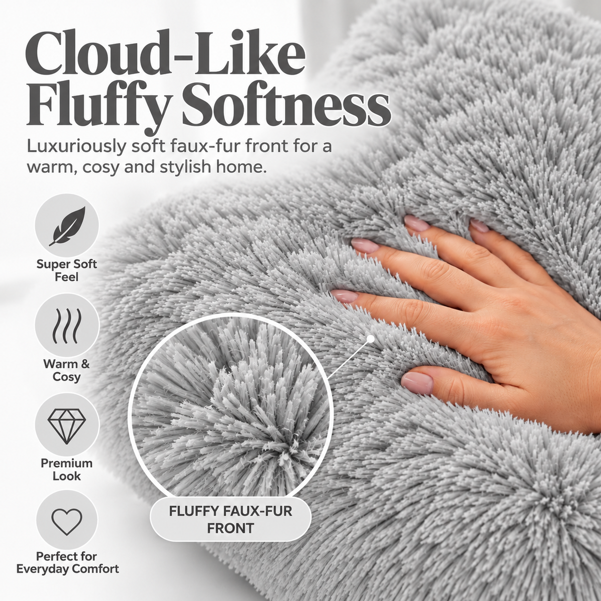 Teddy Hug Fleece Cushion Cover – Soft Fluffy Snug Cuddle Cushion Cover | Night Zone
